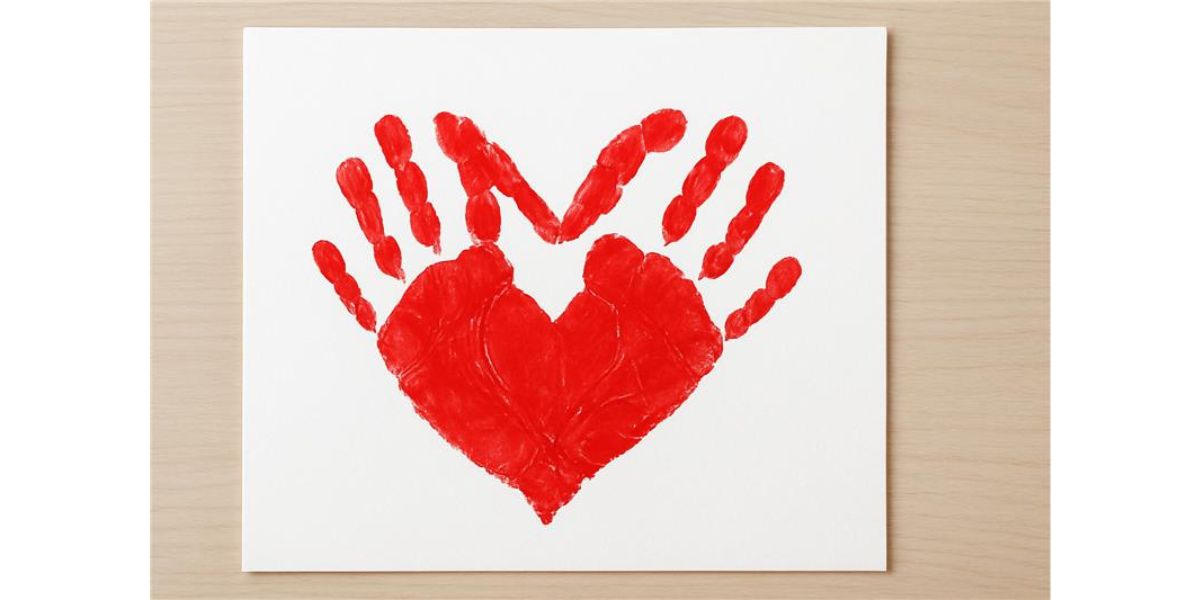 Child's handprint heart poster with sweet message