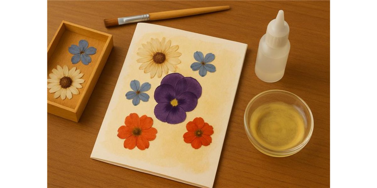 Pressed flower handmade Mother's Day card idea