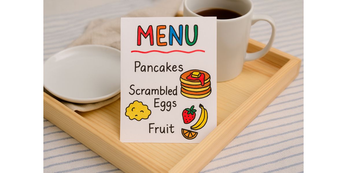 Mother's Day breakfast in bed menu card
